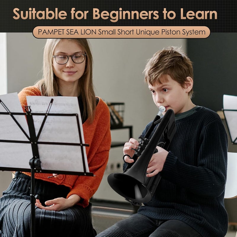 PAMPET SEA LION Professional Plastic Bb Trumpet Set for Student Beginner (Black) - Image 3